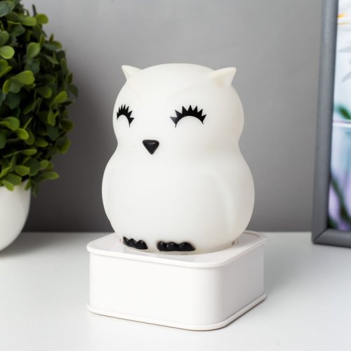 Настольный светильник "Совушка" 4хAА USB Белый картинка 